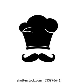 Chef and cook hats set isolated with mustache