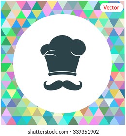 Chef and cook hats set isolated with mustache