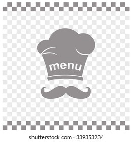 Chef and cook hats set isolated with mustache