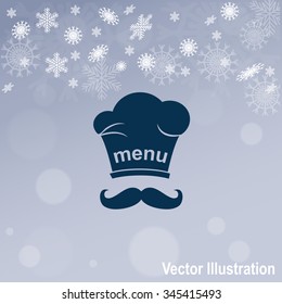 Chef and cook hats set isolated with mustache