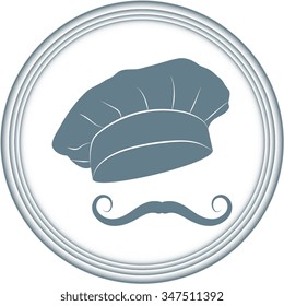 Chef and cook hats set isolated with mustache