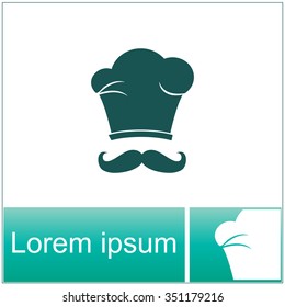 Chef and cook hats set isolated with mustache