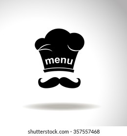 Chef and cook hats set isolated with mustache