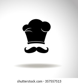 Chef and cook hats set isolated with mustache