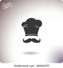 Chef and cook hats set isolated with mustache