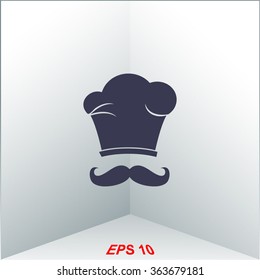 Chef and cook hats set isolated with mustache