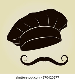 Chef and cook hats set isolated with mustache