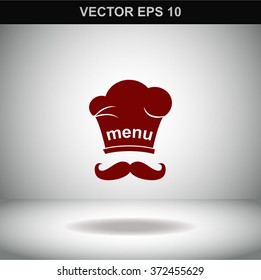 Chef and cook hats set isolated with mustache