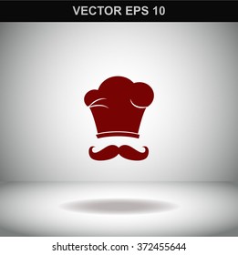 Chef and cook hats set isolated with mustache