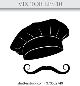 Chef and cook hats set isolated with mustache