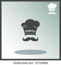 Chef and cook hats set isolated with mustache