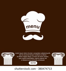 Chef and cook hats set isolated with mustache