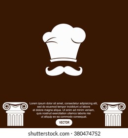Chef and cook hats set isolated with mustache