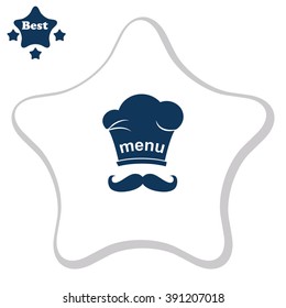 Chef and cook hats set isolated with mustache