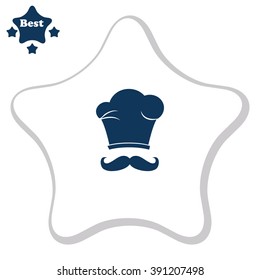 Chef and cook hats set isolated with mustache