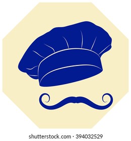 Chef and cook hats set isolated with mustache
