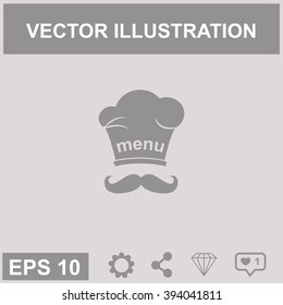 Chef and cook hats set isolated with mustache