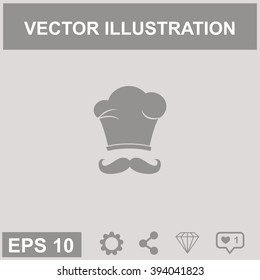 Chef and cook hats set isolated with mustache