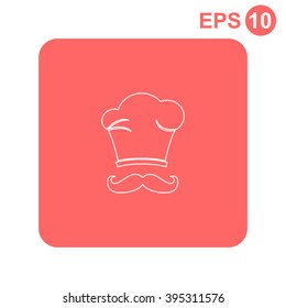 Chef and cook hats set isolated with mustache
