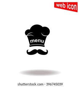 Chef and cook hats set isolated with mustache