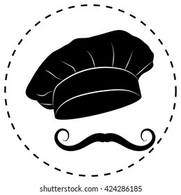 Chef and cook hats set isolated with mustache