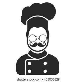 Chef cook icon - man with moustaches beard and in glasses 