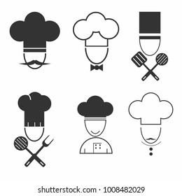 Chef cook icon set. Illustration different cooks isolated on white background. Vector