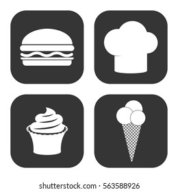 Chef and cook icons vector set on gray  buttons