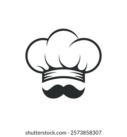 chef cook logo icon toque, chefs hat trend flat style brand mustache beard stylinga