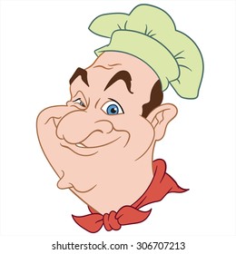Chef Cook. People profession. Cartoon character isolated on white background. Colorful design for kids activity book, coloring page, colouring picture. Vector illustration for children.