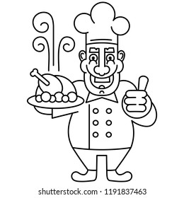 Chef Cook Serving Food Cartoon Character Design Vector Illustration