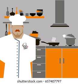 Chef Cook Serving Food Realistic Cartoon Character Design