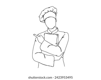 Chef cook Single Line Drawing