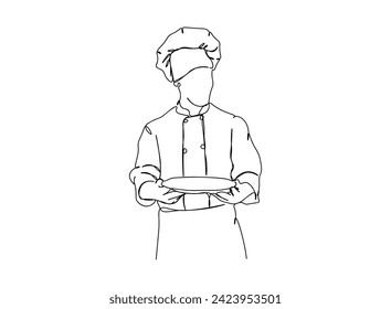 Chef cook Single Line Drawing