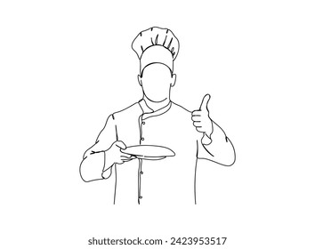 Chef cook Single Line Drawing