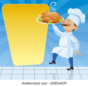 Chef cook a tasty chicken.