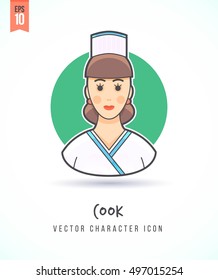 Chef cook woman cartoon illustration People lifestyle and occupation Colorful and stylish flat vector character icon