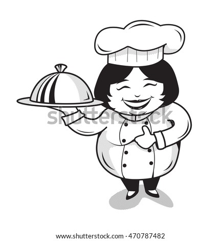 Download Chef Cook Women Fat Food White Vector de stock (libre de ...