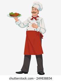 chef with cooked grill ribs
