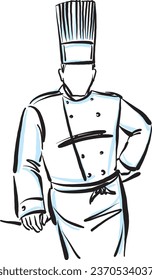 Chef cooker 1 profession work doodle design drawing vector illustration