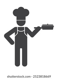 chef cooker with fry pan in hand icon