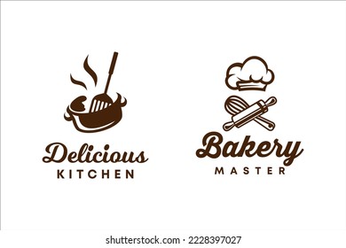 Chef cooking bakery logo premium
