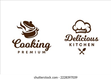 Chef cooking bakery logo premium