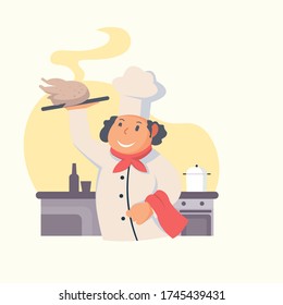 Chef Cooking Chicken Cartoon Cook Chef Stock Vector (Royalty Free ...