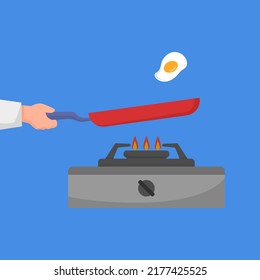 Chef cooking fried sunny side up egg
