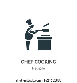 Chef cooking glyph icon vector on white background. Flat vector chef cooking icon symbol sign from modern people collection for mobile concept and web apps design.