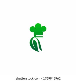 Chef cooking green logo design template - vector.