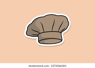 Chef Cooking Hat Cartoon Sticker vector illustration. Kitchen cooking object icon concept. Chef white hat sticker vector design with shadow. Bakery logo icon concept.