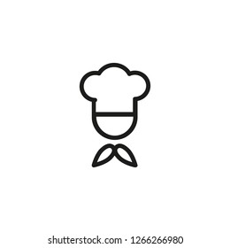 Chef cocinando el icono de la línea del sombrero. Restaurante, menú, profesional, ocupación. Concepto de cocina. La ilustración vectorial se puede utilizar para temas como catering, comida, servicio