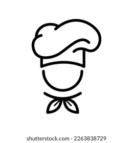 Chef in cooking hat line icon. Restaurant, menu, professional, occupation. Cooking concept. Vector illustration can be used for topics like catering, food, service